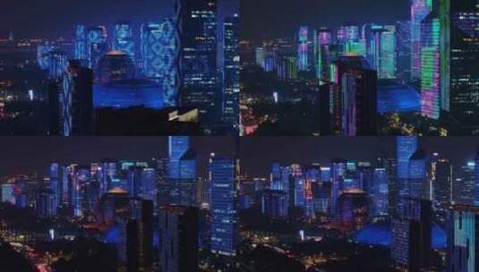 杭州钱江新城最新灯光秀一镜到底高清在线视频素材下载
