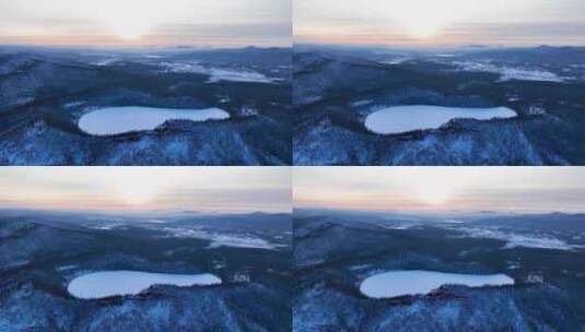 冬日里的阿尔山天池高清在线视频素材下载