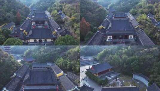 新昌大佛寺栖光净寺航拍高清在线视频素材下载