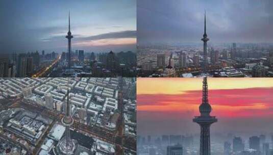 龙塔 哈尔滨日出 地标 宣传片 城市建设高清在线视频素材下载