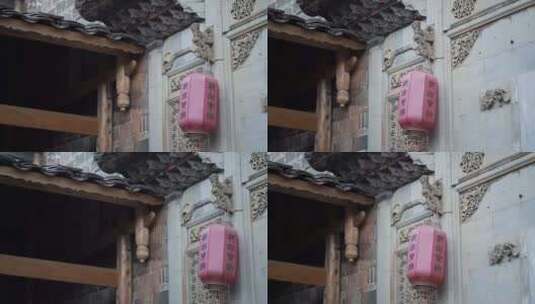 中式祠堂传统古建筑屋檐灯笼喜庆春节高清在线视频素材下载