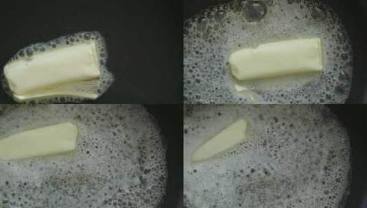 黄油在锅里慢慢融化高清在线视频素材下载
