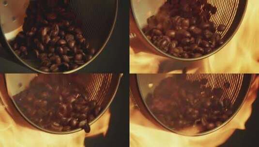 近距离高温烘焙咖啡豆高清在线视频素材下载