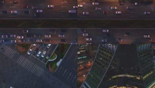 成都高新区夜晚交通视频合集高清在线视频素材下载