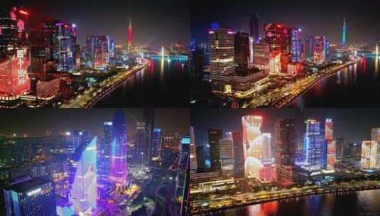航拍2023广州灯光节（琶洲）特写高清在线视频素材下载