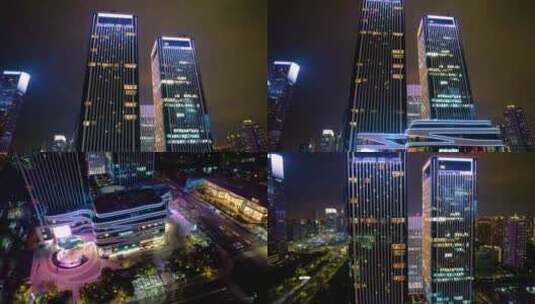 杭州萧山区钱江世纪城夜景风景视频素材高清在线视频素材下载