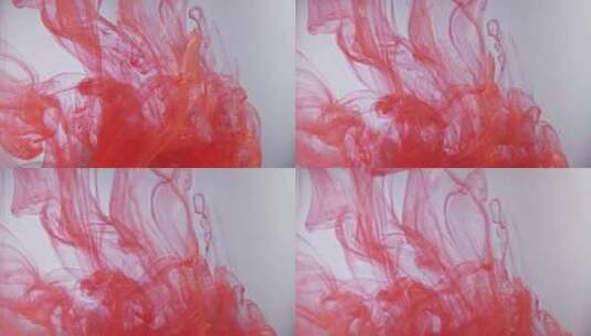 白色背景下红色油漆滴在水中高清在线视频素材下载