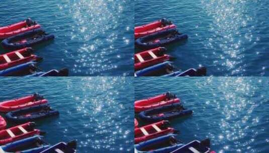 海上皮艇快艇大海波光粼粼水面氛围感空镜高清在线视频素材下载