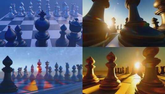 国际象棋排列布阵高清在线视频素材下载