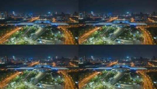 武汉东站车流夜景延时 交通枢纽城市宣传片高清在线视频素材下载