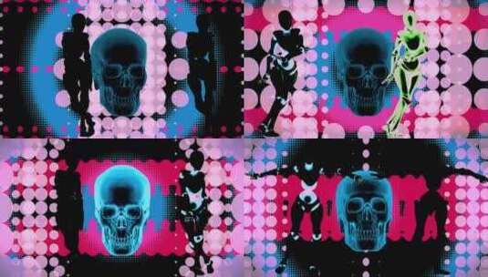 蓝色骷髅舞：粉色和黑色氛围高清在线视频素材下载