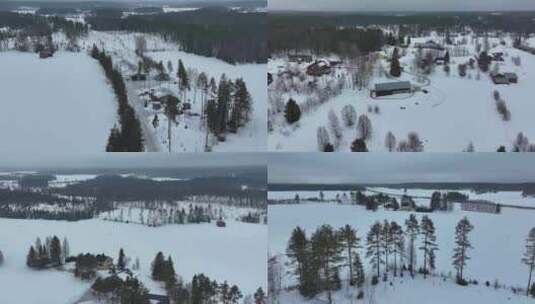 航拍瑞典于默奥雪乡雪景高清在线视频素材下载