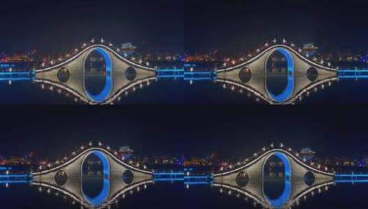 拱桥廊桥景区夜景亮化1高清在线视频素材下载