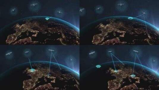 通信卫星在地球表面传输和广播数字信号。高清在线视频素材下载