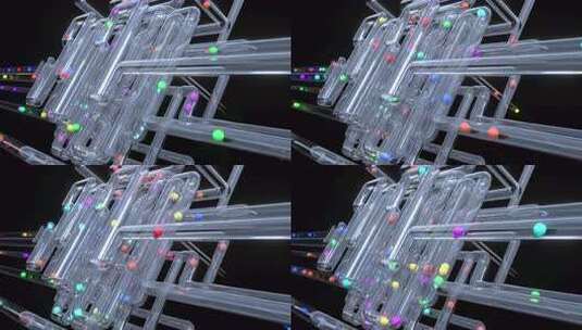 现代3d风格的玻璃管彩色球工业极简抽象图高清在线视频素材下载