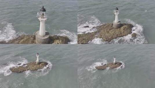 青岛航拍大海灯塔天空海岸高清在线视频素材下载