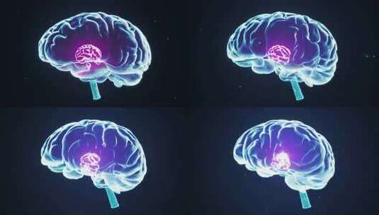 大脑3D模型展示，突出部分区域活动高清在线视频素材下载