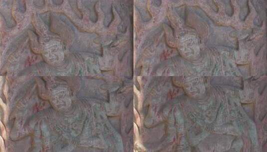 顺佑寺古代人物浮雕特写高清在线视频素材下载