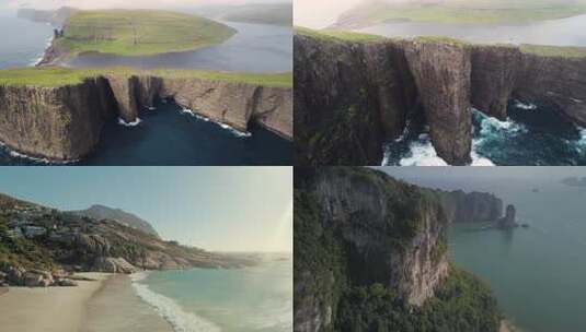 壮观的海边悬崖自然景观高清在线视频素材下载