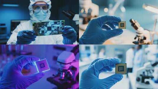 未来科技概念信息化科学创新科研人员芯片高清在线视频素材下载