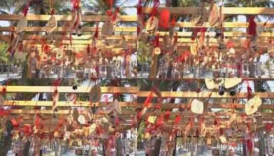 南海岛旅游在椰树下许愿浪漫的风铃声高清在线视频素材下载