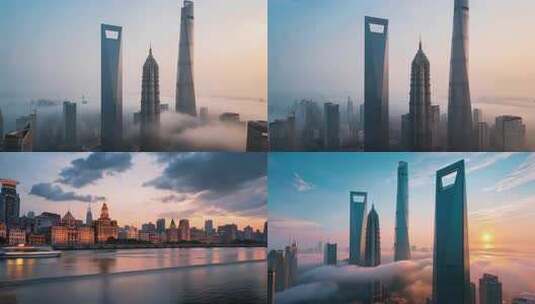 上海外滩黄昏城市风光高清在线视频素材下载