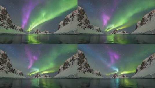北极雪山极光自然风光高清在线视频素材下载