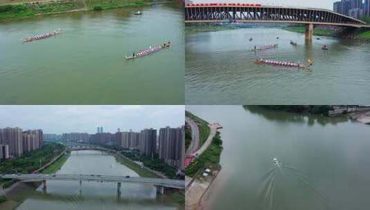 划龙舟航拍高清素材高清在线视频素材下载