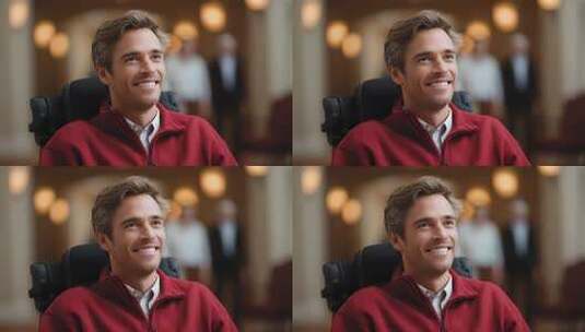 自信微笑的残疾男士展现乐观积极精神高清在线视频素材下载