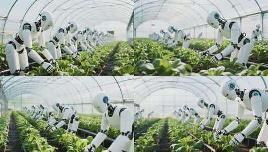 温室大棚内机器人农业作业高清在线视频素材下载