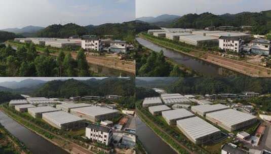 厂房依山傍水鸟瞰全景高清在线视频素材下载