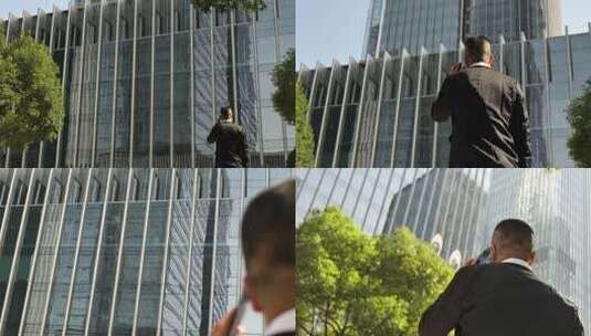 商务写字楼男子打电话背影求职工作高清在线视频素材下载