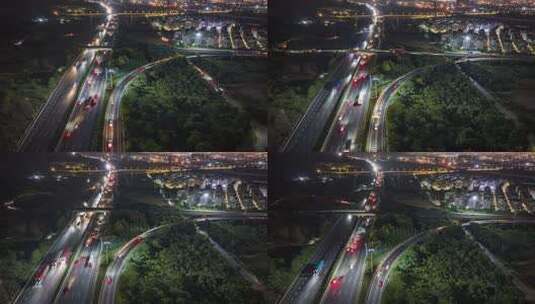 义乌疏港快速路交通车流航拍延时高清在线视频素材下载