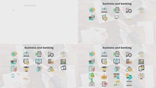 商业和银行平面动画图标ICON素材包AE模板高清AE视频素材下载