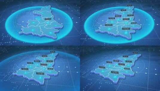 陕西科技区位辐射地图AE模板高清AE视频素材下载