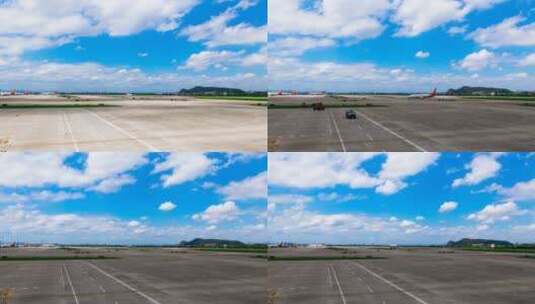 杭州萧山机场飞机落地滑行延时摄影高清在线视频素材下载