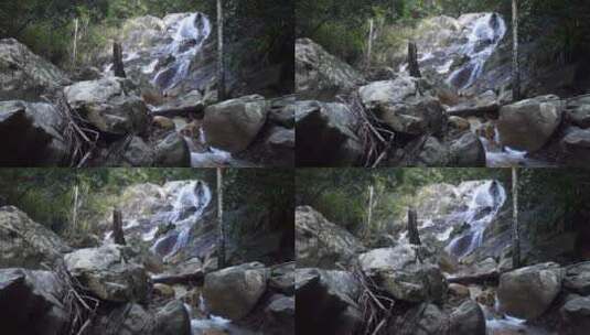 岩石上的小瀑布高清在线视频素材下载