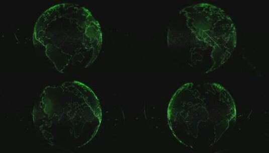 绿色旋转地球全息图高清在线视频素材下载