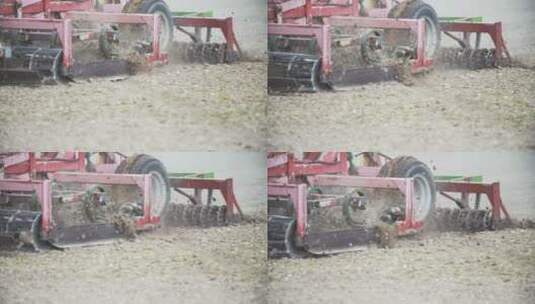 拖拉机耕地特写镜头高清在线视频素材下载