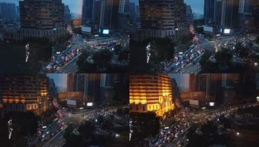 延时拍摄繁忙的城市十字路口高清在线视频素材下载