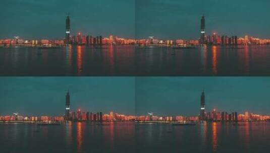 武汉江滩夜景航拍高清在线视频素材下载
