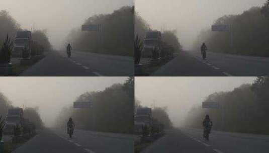 墨西哥墨西哥城雾霾道路摩托地拍高清在线视频素材下载