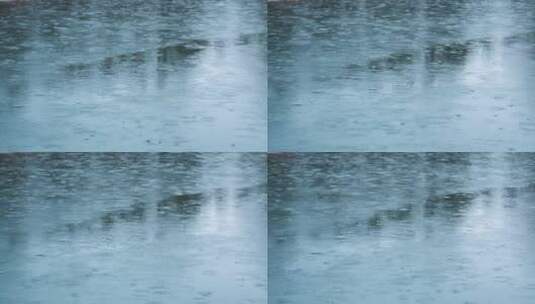 湖面上不停的下着雨高清在线视频素材下载