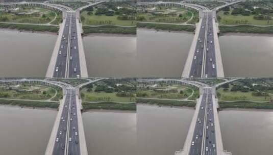 福建泉州田安大桥交通航拍高清在线视频素材下载