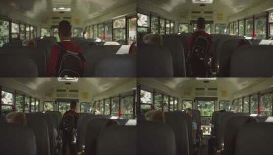 巴士上的同学背影高清在线视频素材下载