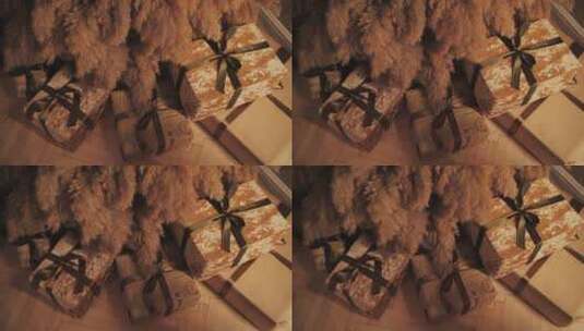 圣诞树下的礼物盒高清在线视频素材下载