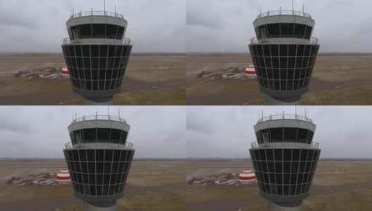 航拍机场空中控制塔高清在线视频素材下载