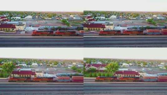 一架穿过亚利桑那州温斯洛的货运列车高清在线视频素材下载