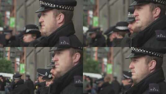 伦敦警察监控抗议人群高清在线视频素材下载