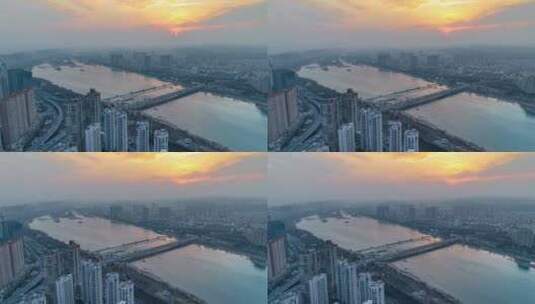 河南洛阳西苑桥城市航拍日落延时摄影4k版本高清在线视频素材下载